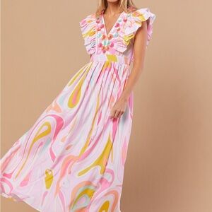 Sheridan French Stacey dress in Peony Wave